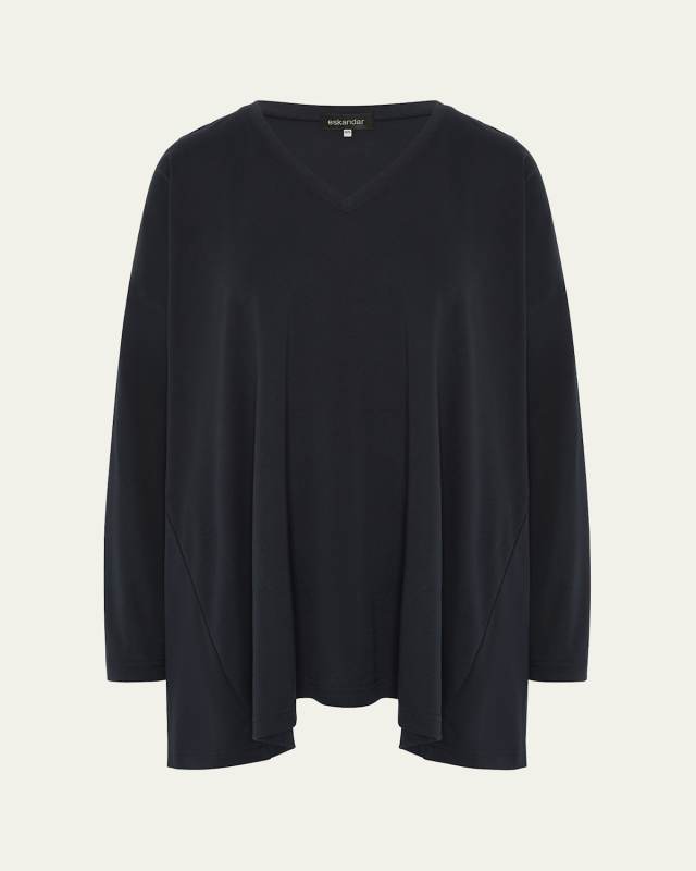 Side-Paneled V-Neck T-Shirt (Long Length)